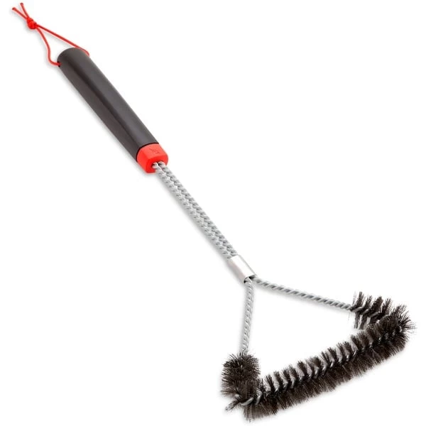 Weber Dreiseitige Grillbürste 6278, Mit Edelstahlborsten, 46cm, Grill-Reinigungsbürste